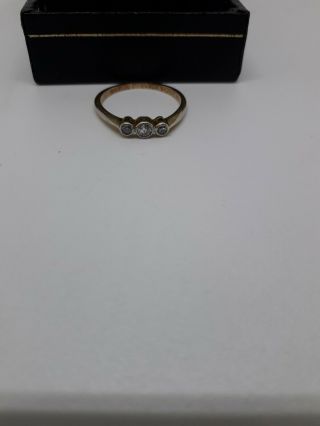 Antique 18ct Gold & Platinum Old Cut Diamond Trilogy Ring Size L 4