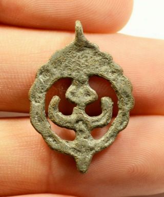 Viking Era Bronze Open - Work Pendant Amulet - Wearable
