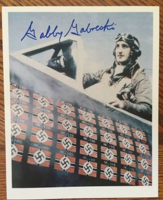 Wwii Ace Gabby Gabreski Signed Photo P - 47 Luftwaffe Me 109 Fw 190 Usas