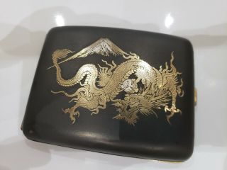 Dragon Vintage Japanese Damascene 24k Gold Dragon Cigarette Case