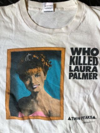 Rare Vintage 1990 Twin Peaks Who Killed Laura Palmer T - Shirt Sz L