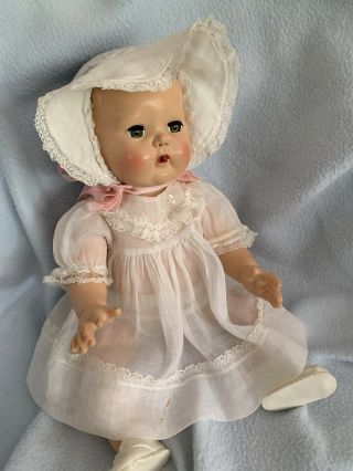 Vintage 15 In Pre - Patent Tiny Tears Vinyl Body Suntanned Face - Wetting Doll ?