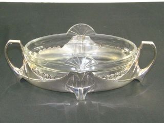 Antique Wmf Art Deco Nouveau Jardiniere Silver Plate Center Piece Cut Glass