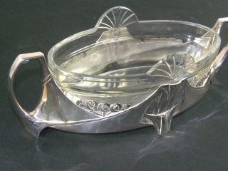 Antique WMF Art Deco Nouveau Jardiniere Silver Plate Center Piece Cut Glass 2