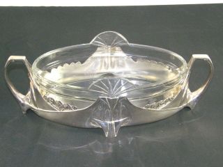 Antique WMF Art Deco Nouveau Jardiniere Silver Plate Center Piece Cut Glass 3