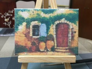 Aceo Hand painting Oil painting on canvas - House by Chi Lok 2