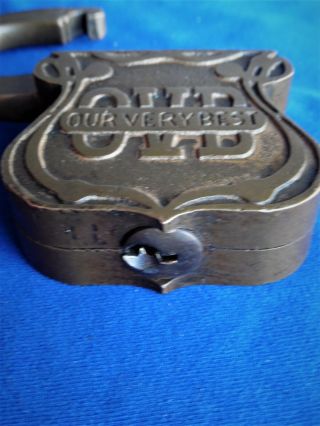 HSB CO antique OVB - OUR VERY BEST - PIN TUMBLER advertising lock padlock w key 3