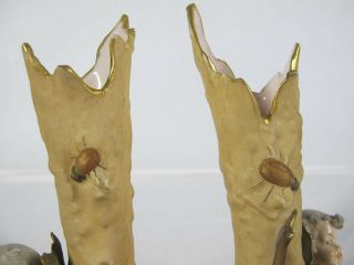 Antique Ernst Wahliss Turn Amphora Pair Mantle Spill Vases w/Flower Fairies yqz 8