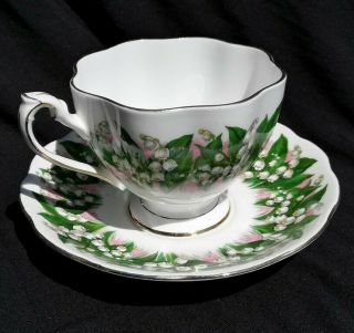 Queen Anne England Lily Of The Valley Tea Cup And Saucer