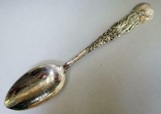 Antique Sterling Silver Souvenir Spoon,  Full Size,  Columbian World ' s Fair 1892 - 3 2