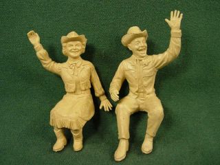 Vintage 50s Ideal Roy Rogers & Dale Evans Figures For Stagecoach Wagon Or Jeep