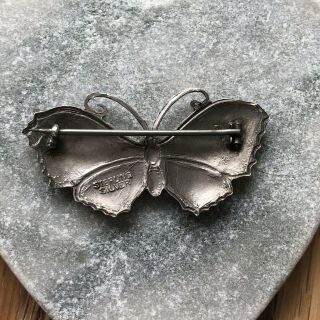 Vintage Sterling Silver Blue Enamel Butterfly Brooch 4
