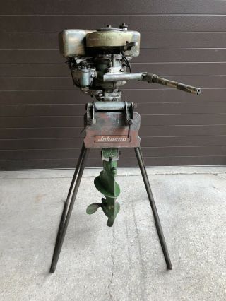 Vintage Johnson Outboard Motor Model Ka 38 W/ Motor Stand