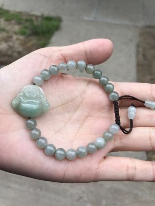 100 Natural Burmese Jadeite Jade Adjustable Woven Buddha Bracelet Grade A 788