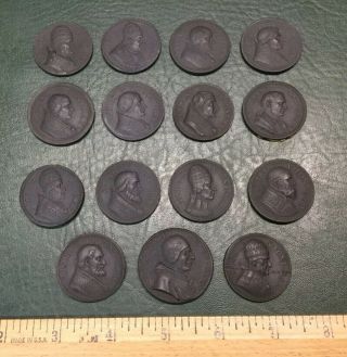 Set Of 15 Rare Antique 18th Century Wedgwood Basalt Medallions Popes By Dassier