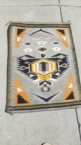 Vintage Navajo Native American Indian Pictoral Saddle Blanket Rug 26 By 36