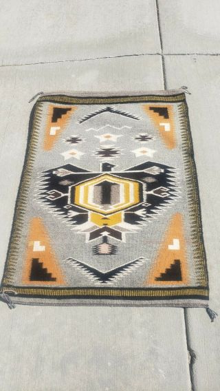 Vintage Navajo Native American Indian pictoral Saddle Blanket Rug 26 by 36 2