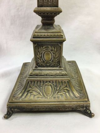 Impressive antique Norblin Polish Judaica brass chanukah menorah candle holder 4