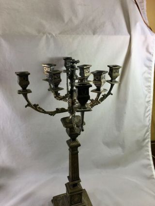 Impressive antique Norblin Polish Judaica brass chanukah menorah candle holder 8