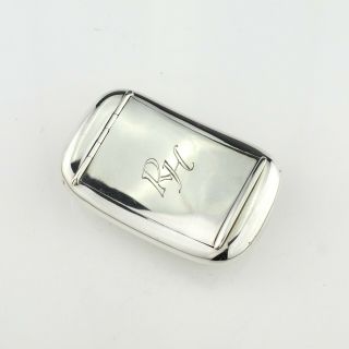 Antique Georgian Style Solid Sterling Silver Curved Snuff Box,  William Neal,  1922