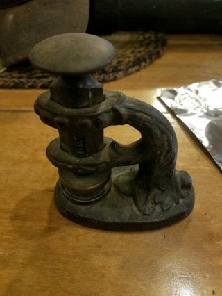Antique Cast Iron Evens Percussion Notary Seal Press Patent 1854 2