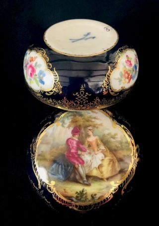 Antique meissen porcelain Trinket Box Cobalt Blue Gold Gilded Rare 11