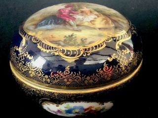 Antique meissen porcelain Trinket Box Cobalt Blue Gold Gilded Rare 3