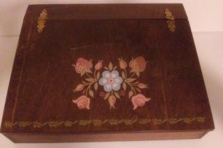 Lap Desk Wood Hand Painted Floral 