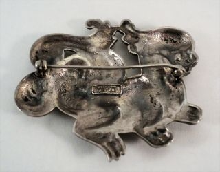 Vtg Rare Signed Gugliemo CINI Sterling SILVER Foo Dog DRAGON BROOCH - Perfect 3