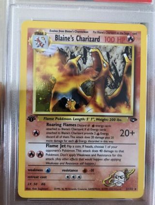 Pokemon Gym Challenge PSA 10 1st Edition Blaine ' s Charizard Holo Rare 2/132 2