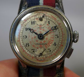 Vintage Swiss Made Pierce One Button Chronograph Wrist Watch Non Runner