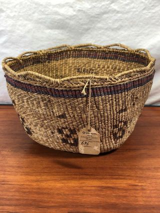 Authentic Antique Quileute Native American Indian Basket Soleduck River