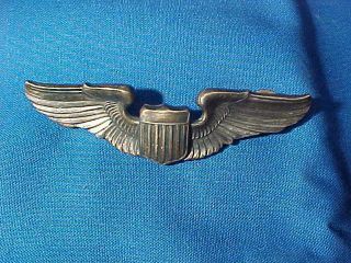 Orig Wwii Us Army Sterling Silver Air Force Wings Uniform Pin