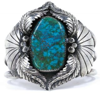 Vintage Navajo Sterling Silver Turquoise Cuff Bracelet 71.  1 Grams Gem Quality