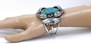 Vintage Navajo sterling silver turquoise cuff bracelet 71.  1 grams GEM QUALITY 2