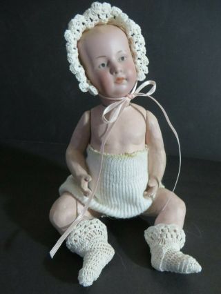 Rare Antique 10 " Am 347 Intagilo Eyed Bisque Head Solid Dome Baby Doll