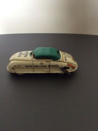1950s Vintage Marx Tin Wind Up Toy Car Safe Driving School Learn To Drive Green