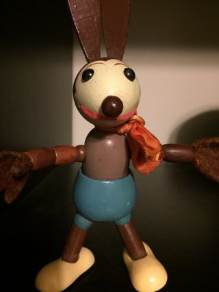 Rare Disney 1930 Deans Rag Wood Mickey Mouse Oswald Rabbit Jointed Doll Antique 8