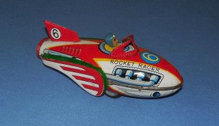 Vintage Tin Toy Rocket Racer No.  6 Friction Space Car - Mf 735