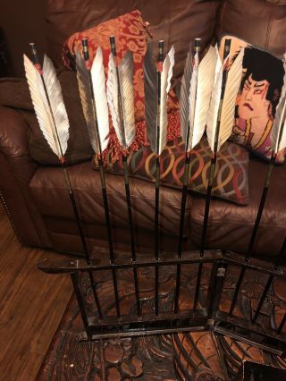 Antique Japanese Arrows W Lacquer Stand