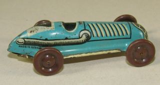 Tin Llitho German Race Car,  Penny Toy,  Number 7 Blue Pre - Wwii Vintage 3 " Mini Indy