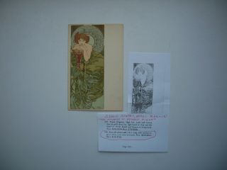 Antique Postcard by Alphonse Mucha « Emerald» Ref.  Bowers & Martin p.  103 3