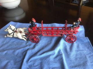 Cast Metal Horse Drawn Fire Apparatus 15” Long 3 “ Wide 6” Tall