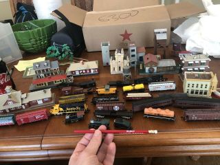 Vintage Train Set Model Trains,  Buildings And Accessories Rare N Scale ? Large