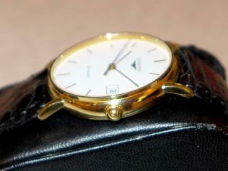 VINTAGE MENS 33MM LONGINES AUTOMATIC 18K GOLD WATCH w/DATE 2