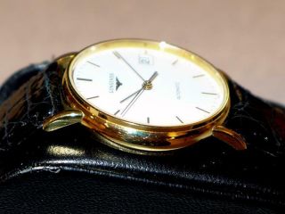 VINTAGE MENS 33MM LONGINES AUTOMATIC 18K GOLD WATCH w/DATE 3