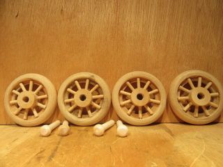4Wood Wheels w Spokes Antique Toy Making Parts Wagons 2 1/4 