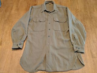 Ww2 Wwii U.  S.  Army Wool Flannel Field Shirt With Gas Flaps Mens 15x32