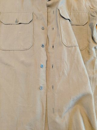 WW2 WWII U.  S.  Army Wool Flannel Field Shirt With Gas Flaps Mens 15x32 4