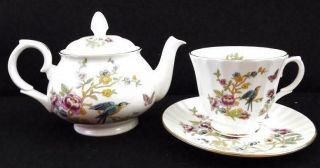 Vintage Duchess Bone China Tea - Pot Cup/saucer Floral Print With Birds